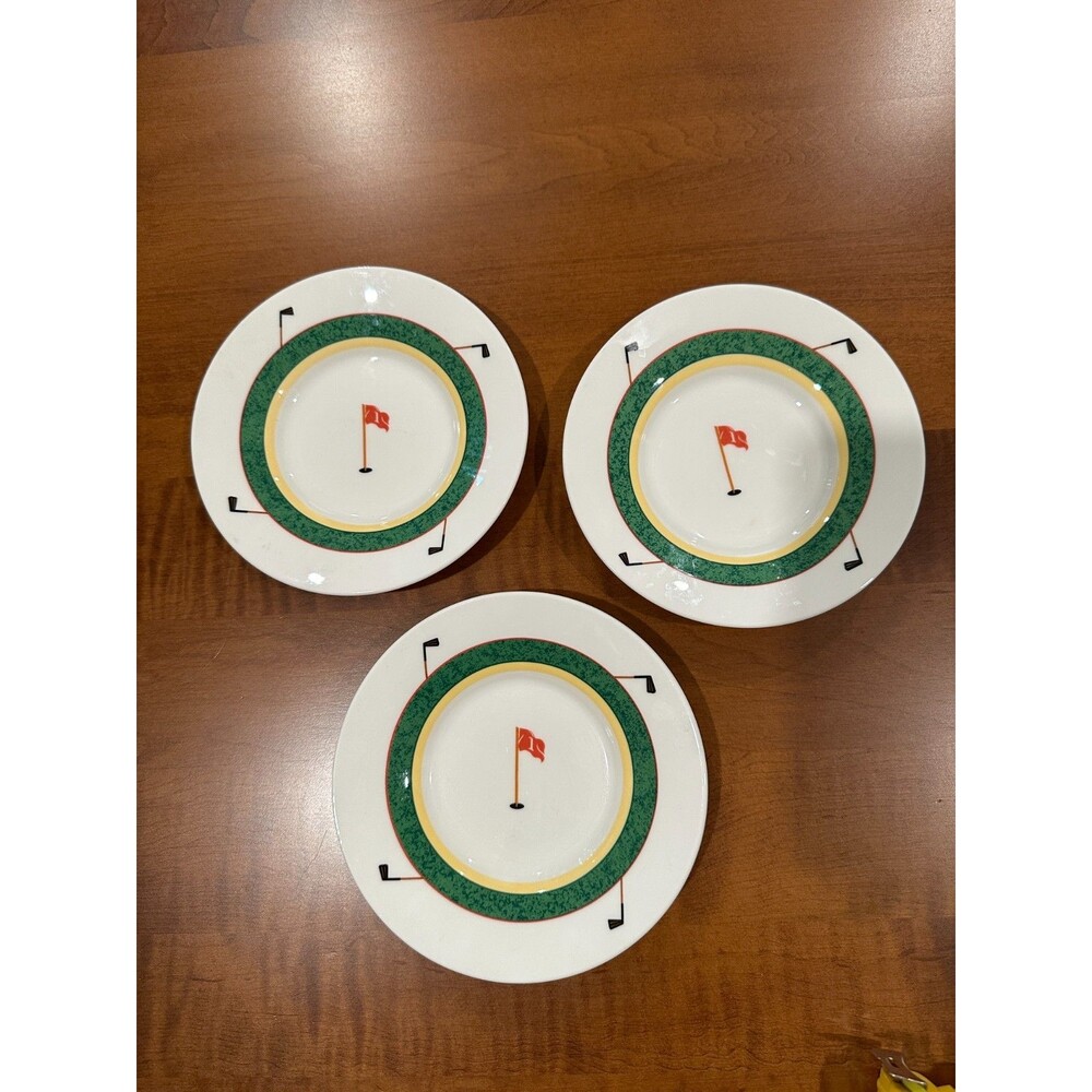 3 Christopher Stuart Optima Fairway Golf Fine China Dessert Bread Plate HK204 6"